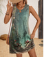 cheap Boho Dress-Women's Mini Dress Sundress Summer Dress Vacation Boho Daily Holiday Regular Fit Floral Graphic Paisley Sleeveless Crew Neck Green Summer