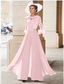 ieftine Salopetele mamei-Salopetă  Costum mamă a miresei Nuntă pe plajă Elegant Vintage Guler pentru bijuterii Lungime până la podea Chiffon Mâneci medii cu aplicații din pene și paiete 2025