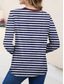 preiswerte Streifen- und geometrisches T-Shirt-Womens T-Shirt Crew Neck Langarm Tunika Grafik Gestreift Elegant Vintage Reguläre Oberteile Täglicher Ausgeh-Wochenenddruck Blau