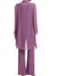 billiga Under 129,99 USD-Byxdress Mor till bruden Klänning Bröllop Gäst Elegant Enkel Ädel Hals Golvlängd Chiffong Långa Ärmar med Enfärgad
