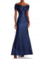 cheap Floor Length-Mermaid / Trumpet Mother of the Bride Dress Elegant Vintage Simple Off Shoulder Floor Length Metallic Jacquard Sleeveless with Bow(s)