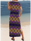 voordelige Boho Jurken-Dames maxi jurk zonnejurk A-lijn jurk vakantie casual vakantie dagelijks reguliere pasvorm grafisch geometrisch paisley korte mouw V-hals blauw paars groen lente herfst