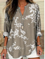 cheap Floral Tops-Women&#039;s Shirt Long Sleeve Tunic Tops Floral Graphic Vintage Tropical Hawaiian V Neck Regular Tops Daily Holiday Beach Wear Print Pink Navy Blue Blue Green Khaki Summer Spring