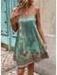 tanie Sukienka boho-Damskie Sukienka mini Sukienka A line Letnie sukienki Sukienka na ramiączkach Sukienka z odkrytymi ramionami Urlop Codzienny Urlop Codzienny Regularny Kwiaty Graficzny Bez rękawów W serek Zielony Lato