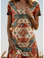 cheap Boho Dress-Women&#039;s Mini Dress T Shirt Dress Tee Dress A Line Dress Summer Dress Vacation Casual Daily Weekend Regular Fit Graphic Geometric Short Sleeve Crew Neck Khaki Summer Spring
