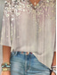baratos Tops de Arte e Design Femininos-Mulheres Blusa Âmbar Floral Gráfico à moda Estilo Praia Manga Curta Decote V Tops regulares Diário Imprimir Cáqui Verão Primavera