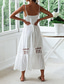 cheap White Casual Dresses-Women&#039;s Midi Dress Cotton Linen Dress Slip Dress Boho Dress Basic Classic Modern Vacation Holiday Going out Regular Fit Plain Sleeveless Spaghetti Strap White Summer