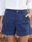 cheap Cotton Linen Shorts-Women&#039;s Linen-Inspired Shorts Shorts Slacks Streetwear Casual Short Natural Plain Zipper Pocket Buckle Breathability Soft Comfortable Micro-elastic Street Going out Navy Black White Khaki Summer