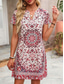 preiswerte Boho Kleid-Damen Minikleid Shiftkleid Sommerkleid Lässig Täglich Normale Passform Grafik Stammes Kurzarm Einkerbiger Ausschnitt Rote Sommer Frühling