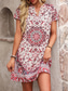 preiswerte Boho Kleid-Damen Minikleid Shiftkleid Sommerkleid Lässig Täglich Normale Passform Grafik Stammes Kurzarm Einkerbiger Ausschnitt Rote Sommer Frühling