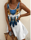 levne Boho šaty-Dámské Boho šaty Západní šaty Vintage mini šaty Sundress A-line šaty Off The Shoulder šaty Dovolená Neformální Boho Párty Vycházkové Standard Fit Grafické Kmenové Bez rukávů U krku Modré Khaki Léto