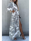 ieftine Rochie Boho de vacanță-Pentru femei Rochii Midi Rochii Tip Cămașă Rochie florala Rochie Boho Rochie imprimata Modă Concediu Ieșire Fit regulat Floare Manșon Lung În V Portocaliu Trifoi Gri Vară