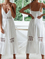 cheap White Casual Dresses-Women&#039;s Midi Dress Cotton Linen Dress Slip Dress Boho Dress Basic Classic Modern Vacation Holiday Going out Regular Fit Plain Sleeveless Spaghetti Strap White Summer