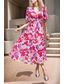 cheap Elegant Floral Dresses-Women's Midi Dress Graduation Dress Floral Dress Fashion Outdoor Graduation Going out Regular Fit Flower Short Sleeve V Neck Blue Black Light Green Red Summer