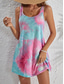 tanie Sukienki tie-dye i gradientowe-Damskie Sukienka mini Sukienka A line Sukienka z odkrytymi ramionami Urlop Codzienny Codzienny Luźna Graficzny Wzór tie-dye Bez rękawów Dekolt w kształcie litery U Rumiany róż Lato