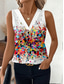economico Canotta Arte e Design-Canotta da donna floreale grafica elegante casual senza maniche colletto a V top regolari abbigliamento da giorno stampa bianca rosa marrone estate