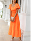 preiswerte Weiße Freizeitkleider-Damen kleid lang Weißes Kleid Sommerkleid Boho-Kleid Elegant Puffärmel Täglich Sommerkleid Lockere Passform Glatt Einfarbig Kurzarm Quadratischer Ausschnitt Schwarz Weiß Orange Sommer