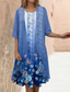 cheap Floral Dress-Women&#039;s Graduation Dress Midi Dress 2 Pieces Dress Set Shift Dress A Line Dress Vacation Casual Floral Graphic Print Half Sleeve Crew Neck Daily Yellow Pink Blue Summer Spring Loose Fit