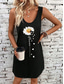 cheap Floral Dress-Women&#039;s Mini Dress A Line Dress Summer Dress Off The Shoulder Dress Vacation Casual Daily Loose Fit Floral Graphic Sunflower Sleeveless U Neck Black Summer