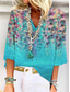 cheap Women&#039;s Floral Tops-Women&#039;s Blouse Ombre Floral Graphic Stylish Beach Short Sleeve V Neck Regular Tops Daily Print Blue Summer Spring