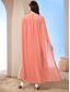 cheap Under $129.99-A-Line Cape Dress Mother of the Bride Dress Elegant Vintage Party Crew Neck Floor Length Chiffon Long Sleeve with Beading Embroidered Lace Applique