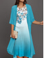 economico Abito Floreale-Vestito Midi per laurea da donna 2 Pezzi Set Vestito A Linea Cocktail Semi formale Stampa grafica floreale Maniche metà Collo a giro tondo Formale Ospite di nozze Blu Viola Fucsia Estate Primavera