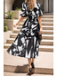 cheap Elegant Floral Dresses-Women's Midi Dress Graduation Dress Floral Dress Fashion Outdoor Graduation Going out Regular Fit Flower Short Sleeve V Neck Blue Black Light Green Red Summer