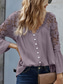voordelige Kant Tops-Dames Blouse Effen Kleur Stijlvol Casual Lange mouw V-hals Normale tops Dagelijks Knop Zwart Wit Rood Paars Groen Zomer Lente