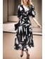 cheap Elegant Floral Dresses-Women's Midi Dress Graduation Dress Floral Dress Fashion Outdoor Graduation Going out Regular Fit Flower Short Sleeve V Neck Blue Black Light Green Red Summer