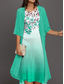economico Abito Floreale-Vestito Midi per laurea da donna 2 Pezzi Set Vestito A Linea Cocktail Semi formale Stampa grafica floreale Maniche metà Collo a giro tondo Formale Ospite di nozze Blu Viola Fucsia Estate Primavera