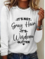cheap Humor&amp;Quotes tee-Women&#039;s T Shirt Graphic Letter Casual Long Sleeve Crew Neck Regular Tops Daily Print Black White Pink Gray Spring Fall