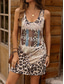 cheap Art&amp;Design Dress-Women&#039;s Mini Dress A Line Dress Summer Dress Off The Shoulder Dress Vacation Casual Daily Loose Fit Graphic Leopard Letter Sleeveless U Neck Camel Summer