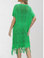 cheap Beach Dresses-Women&#039;s Swimsuits Cover Up Swim Dress Swimsuit Cut Out Fringe Vacation Beach Wear Solid Color V Neck Short Sleeves Bathing Suits