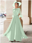 ieftine Salopetele mamei-Salopetă  Costum mamă a miresei Nuntă pe plajă Elegant Vintage Guler pentru bijuterii Lungime până la podea Chiffon Mâneci medii cu aplicații din pene și paiete 2025