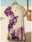 tanie kwiatowa sukienka-Kobieca Sukienka Mini Sukienka A Linia Sukienka T-Shirt Sukienka Tee Sukienka Casual Wakacje Codzienna Regularna Dobrana Graficzny Paisley Krótki Rękaw Dekolt w Serek Niebieska Beżowa Lato Wiosna