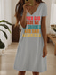 abordables Humour et Citations Robe-Femmes Mini Robe Robe T-Shirt Robe trapèze Robe d&#039;été Occasionnel Quotidien Date Coupe régulière Graphique Lettre Manche Courte Col en V Noir Blanche Bleu Violet Été