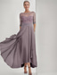 cheap Floor Length-Blue Green Embroidered A-Line Dress Mother of the Bride Dress Elegant Jewel Neck Floor Length Chiffon Half Sleeve Wrap Included with Lace Ruffles Tier 2025