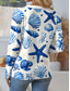 cheap Hawaiian tee-Women&#039;s T Shirt Graphic Ocean Casual Beach Long Sleeve V Neck Regular Tops Daily Weekend Beach Wear Print White Spring Fall