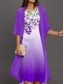 economico Abito Floreale-Vestito Midi per laurea da donna 2 Pezzi Set Vestito A Linea Cocktail Semi formale Stampa grafica floreale Maniche metà Collo a giro tondo Formale Ospite di nozze Blu Viola Fucsia Estate Primavera