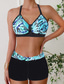 cheap Bikini Sets-Women&#039;s Swimwear Bikini 2 Piece Monokini Cheeky Swimsuit Knitted Vacation Tropical Color Block Stripe Plunge Sleeveless Bathing Suits
