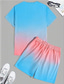 cheap Men&#039;s Printed Tees sets-Men&#039;s Ombre Palm Tree 2pcs Tees sets Summer Tops Short Sleeve Short Pants Crew Neck beach vacation Sport Daily Going out 3D Print Summer White Blue Green
