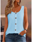 olcso Egyszerű ujjatlan felső-Női camisole trikó egyszínű sima elegáns hétköznapi ujjatlan kerek nyakú mindennapi nyári gombos fehér kék