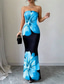 abordables Robes fleuries élégantes-Femmes Robe Longue Maxi Robe Robe de Bal Moulant Robe d'été Élégant Mode Soirée Fête Date Coupe régulière Fleur Sans manches Sans bretelles Bleu Rouge Été Printemps