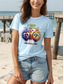 billiga Humor &amp;amp; citationstecken-Dam T-shirt Grafisk Djur Fågel Vintage Stylish Klassisk Kortärmad Rund hals Vanliga toppar Dagligen Mönster Vit Rodnande Rosa Ljusblå Sommar Vår