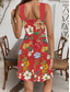 abordables Robes fleuries-Femmes Mini Robe Robe d&#039;Été Robe trapèze Robe dos nu Vacances Occasionnel Sortir Coupe régulière Fleuri Graphique Sans manches Col en V Blanche Vert Claire Rose Claire Rouge Été