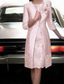 cheap With Jacket-Sheath Mother of the Bride Dress Wedding Guest Vintage Plus Size Jewel Neck Knee Length Satin Lace 3/4 Length Sleeve Jacket Dresses with Appliques free custom size