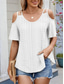 cheap Women&#039;s Plain Tops-Women&#039;s Shirt Blouse Solid Color Stylish Casual Short Sleeve Strap Regular Tops Daily Eyelet Sage Green Black White Pink Sky Blue Summer