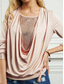 cheap Women&#039;s Plain Tops-Women&#039;s Blouse Solid Color Stylish Casual Long Sleeve Cowl Neck Regular Tops Daily Sequins Patchwork Black Pink Wine Khaki Summer