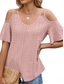 cheap Women&#039;s Plain Tops-Women&#039;s Shirt Blouse Solid Color Stylish Casual Short Sleeve Strap Regular Tops Daily Eyelet Sage Green Black White Pink Sky Blue Summer
