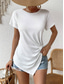 cheap Plain tee-Women&#039;s T Shirt Solid Color Plain Fashion Classic Casual Short Sleeve Crew Neck Regular Tops Daily Weekend Asymmetrical Black White Army Green Navy Blue Summer